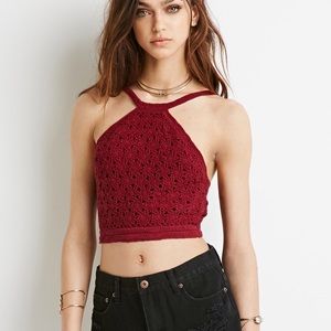 ❤️Burgundy Woven Crop Top